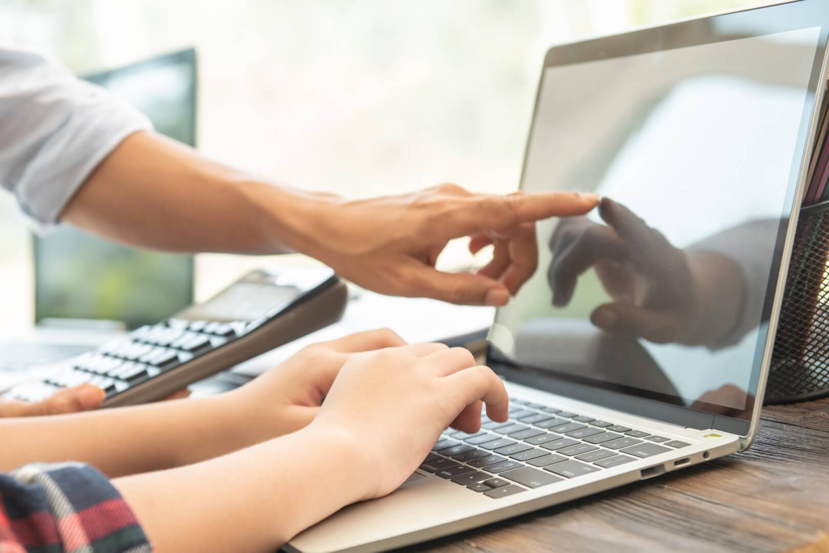 business woman closed up laptop